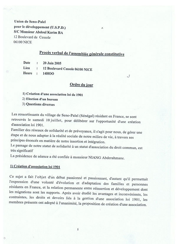 Assemblée Générale Constitutive